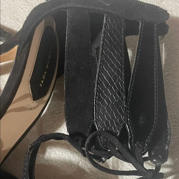 Zara Black Lace-Up Heels - Picture 13 of 16